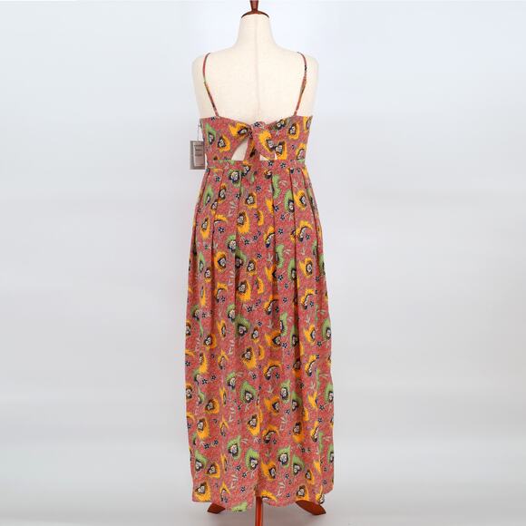Chelsea28 Women Coral Paisley Satin Cutout Sleeveless Summer Maxi Dress Size XL - Picture 6 of 7